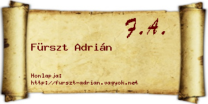 Fürszt Adrián névjegykártya