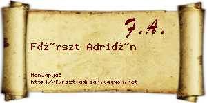 Fürszt Adrián névjegykártya